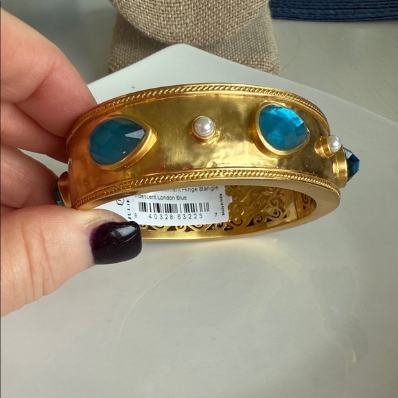 Julie Vos Gold Bangle with Teal Accents - Picture 2 of 3
